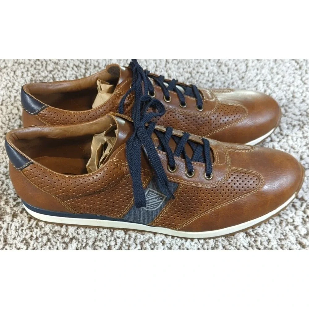 Rieker‎ Men's Brown Leather Almond Toe Lace-Up Loafer Size EU45 USA 11.5